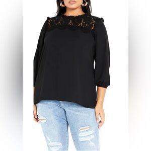 NWOT City Chic Plus Size Top Black Lace Angel. Plus Size 14W/XS